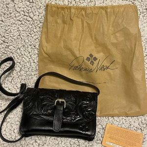 Patricia Nash Torri Tooled Black Leather Crossbody Clutch Bag NWOT